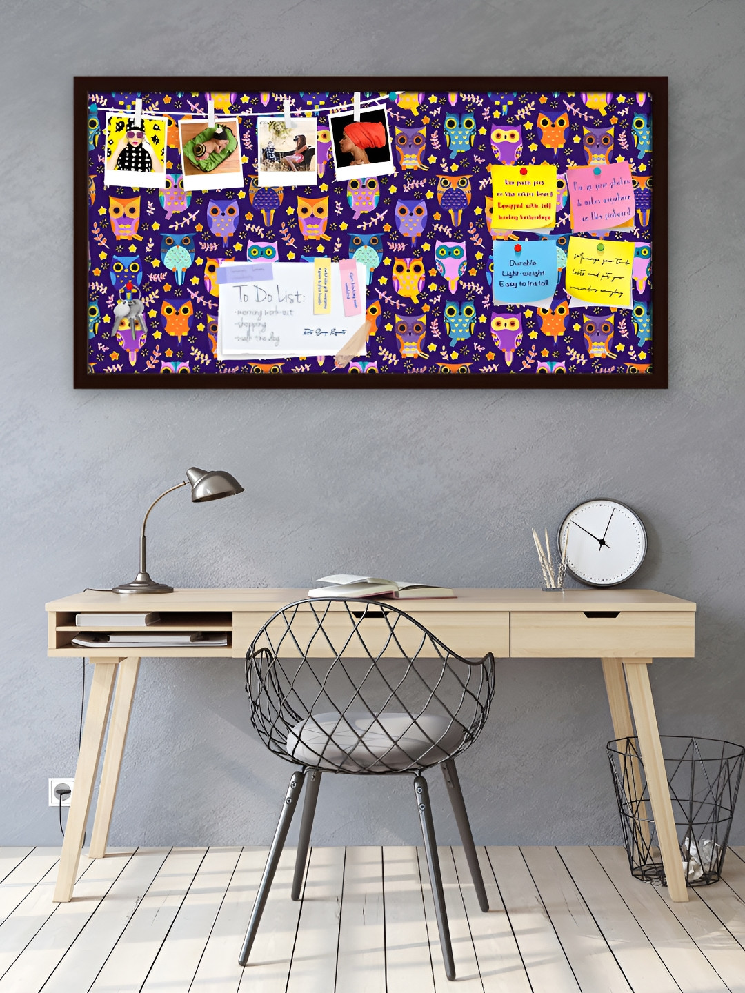 

ArtzFolio Brown Owls Printed Wooden Bulletin Board With Sticky Notes