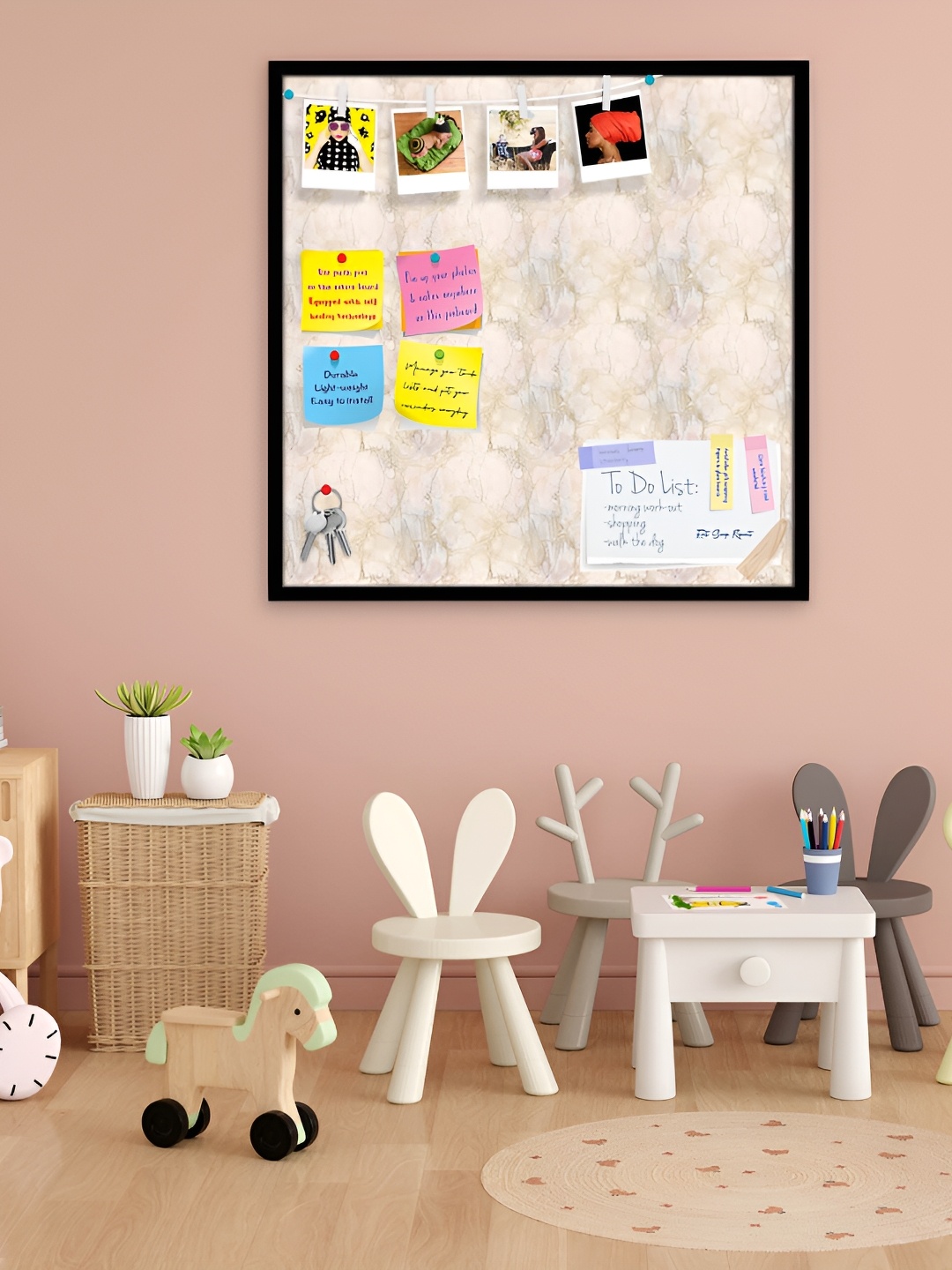 

ArtzFolio Beige Printed Wooden Bulletin Board With Sticky Notes