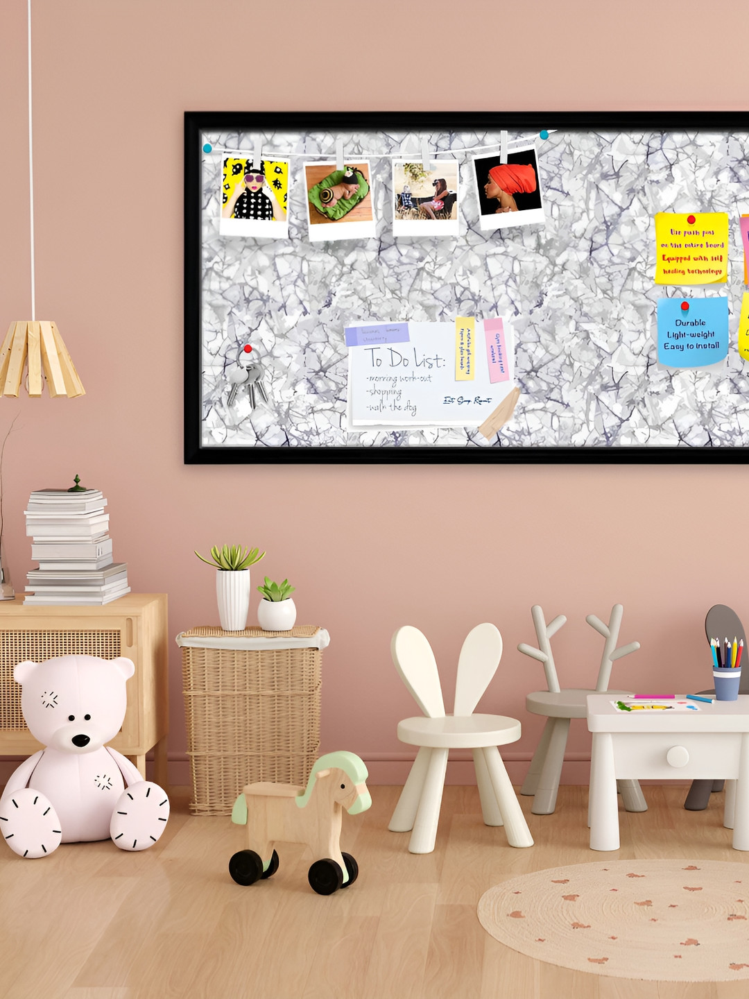 

ArtzFolio Brown Bright Monochrome Printed Wooden Bulletin Board With Sticky Notes, Black