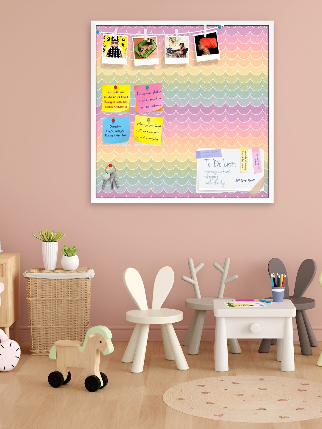 

ArtzFolio Purple & White Printed Wooden Bulletin Board & Sticky Notes Wall Hangings Decor