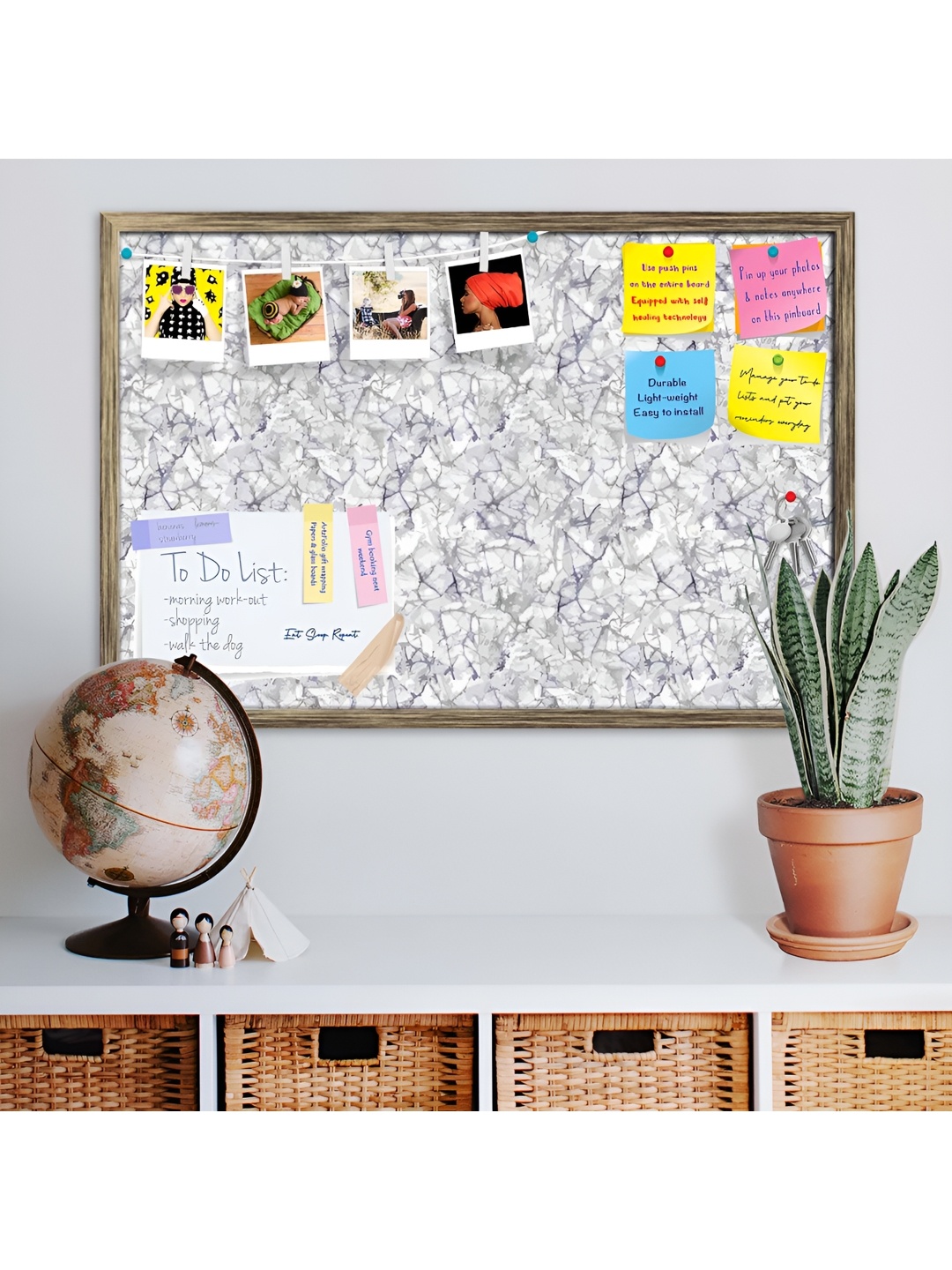 

ArtzFolio Brown Bright Monochrome Printed Wooden Bulletin Board With Sticky Notes