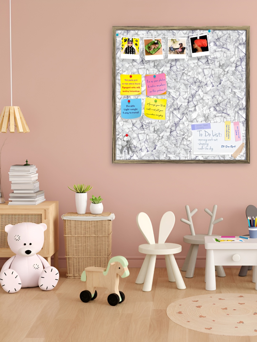 ArtzFolio Brown & White Printed Wooden Bulletin Board With Push Pin Wall Hangings Decor