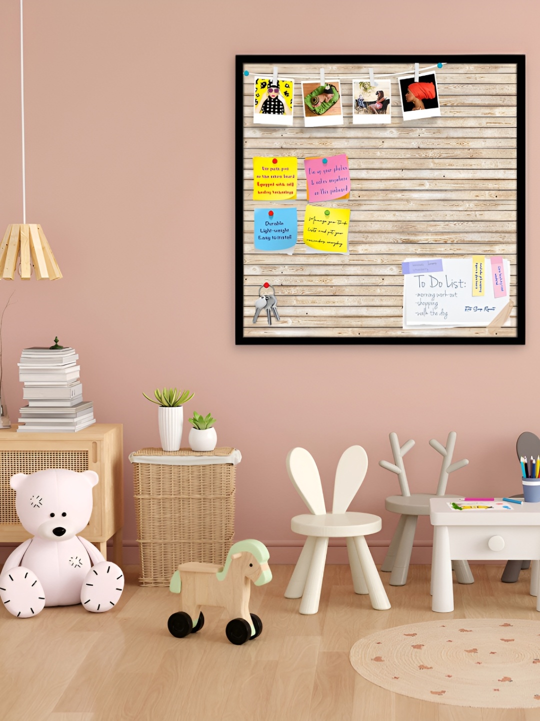 ArtzFolio Black Texture Printed Wooden Bulletin Board With Sticky Note Wall Hanging Decor