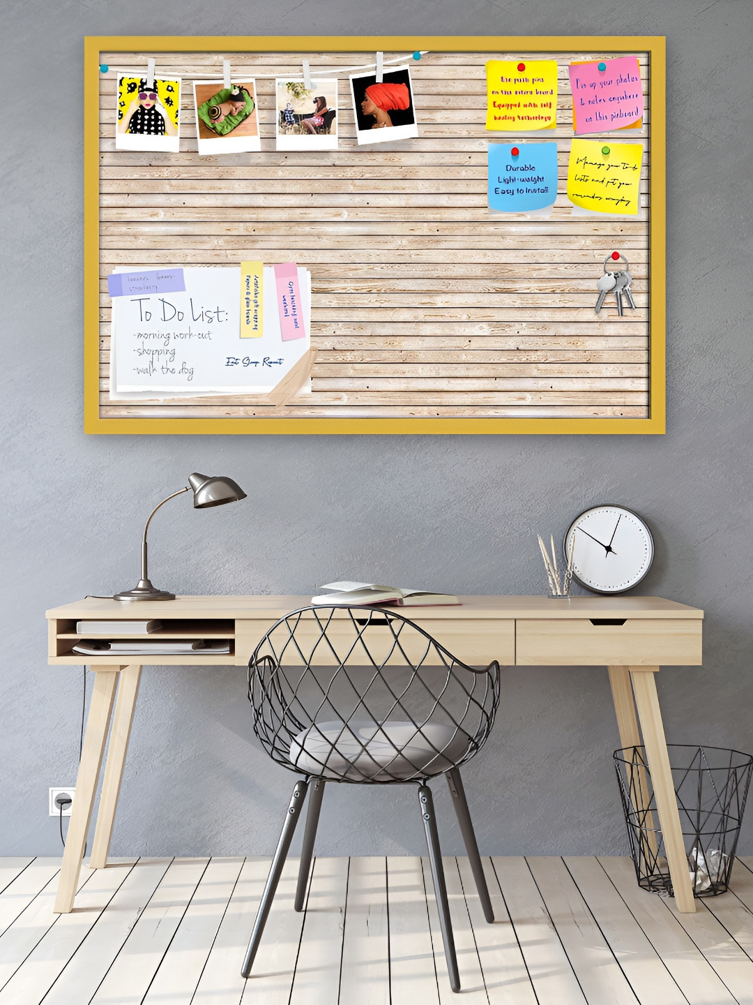 

ArtzFolio Brown Textured Wooden Bulletin Board With Sticky Notes