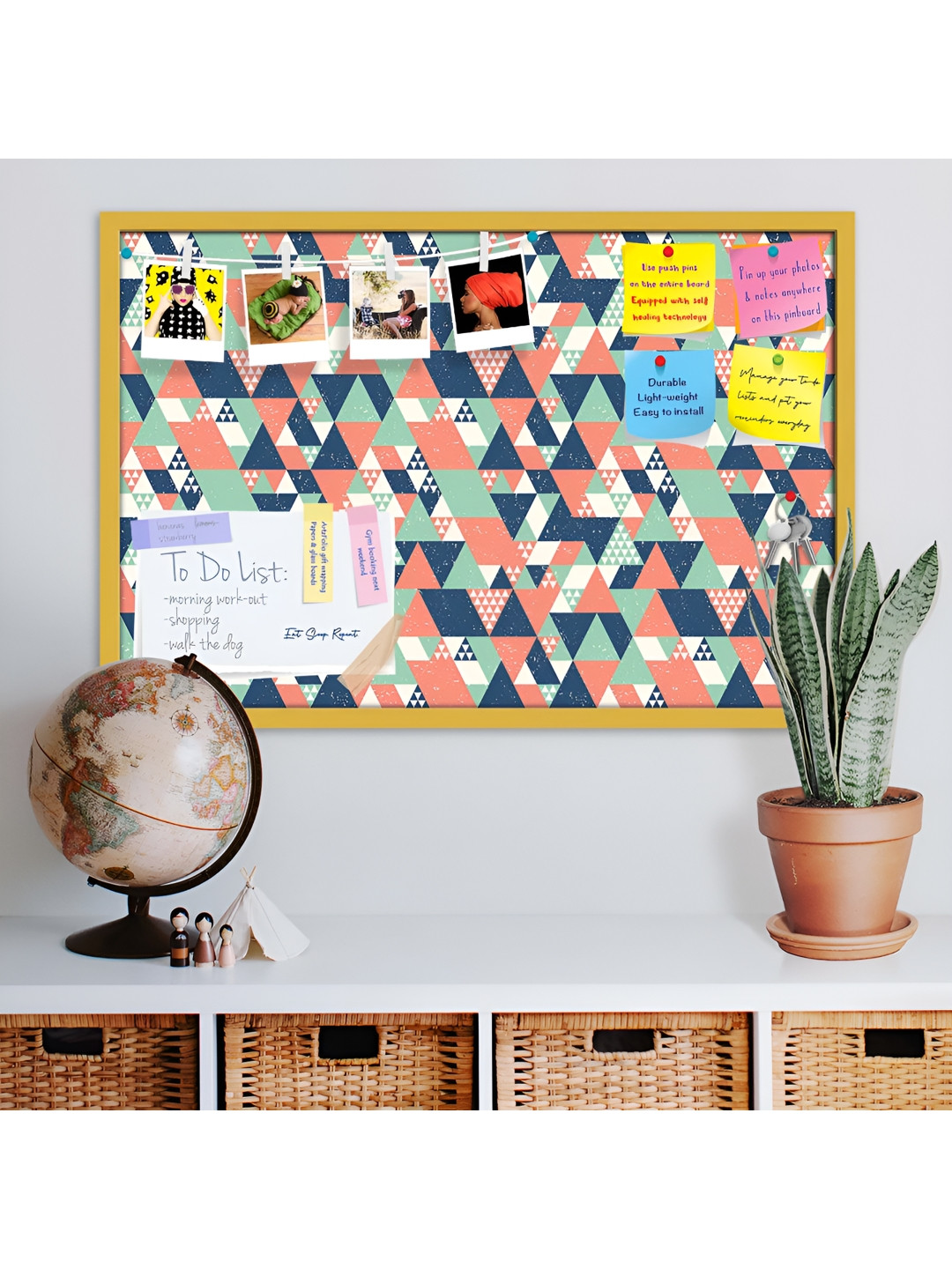 

ArtzFolio Blue & Pink Printed Wooden Bulletin Board With Sticky Notes
