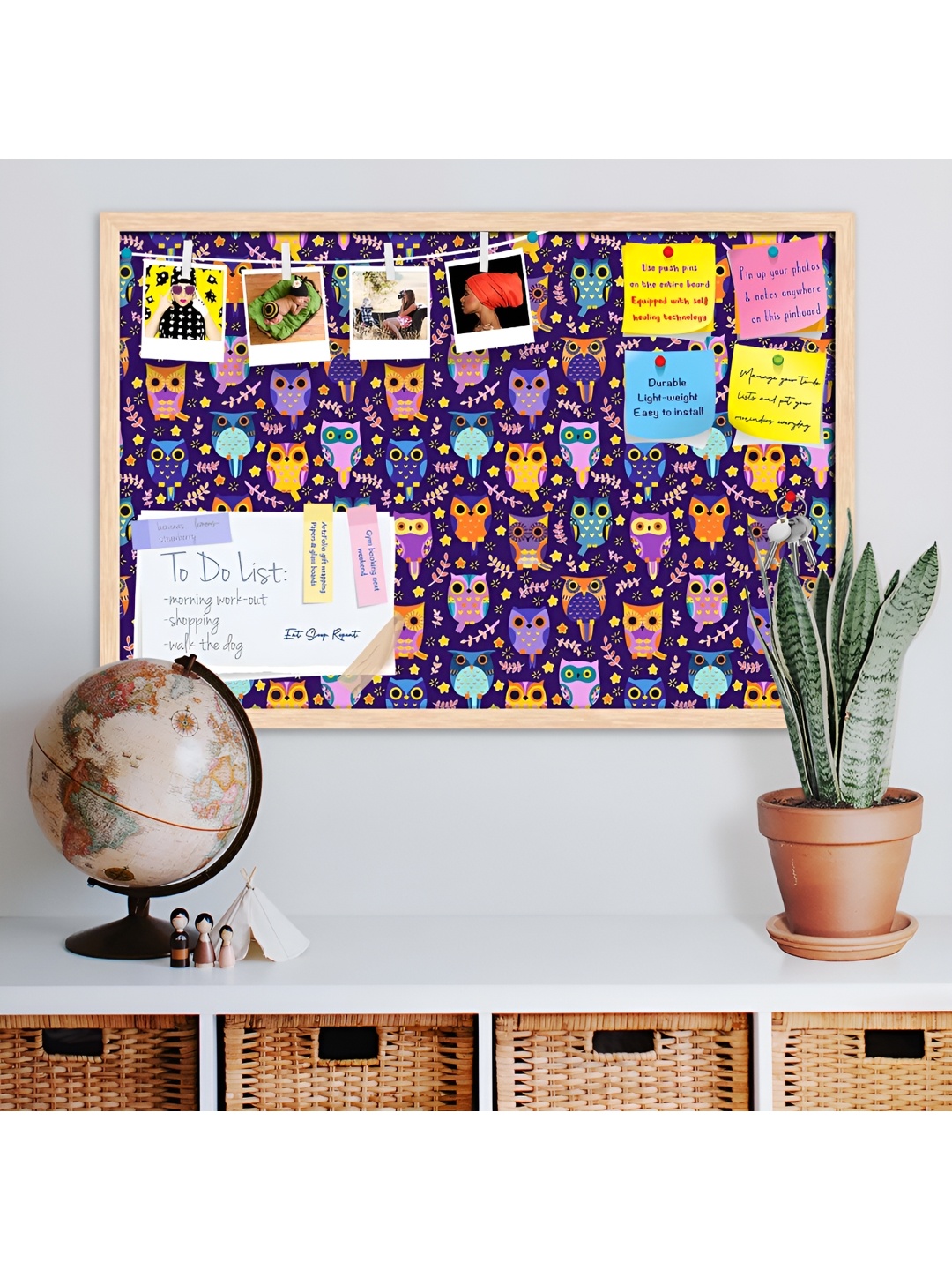 

ArtzFolio Purple Owl Printed Wooden Bulletin Board With Sticky Notes