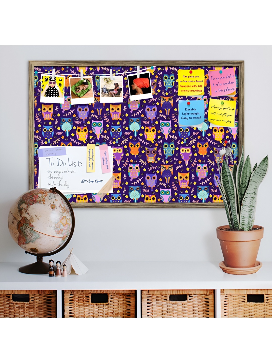 ArtzFolio Purple Printed Wooden Bulletin Board With Sticky Notes Wall Hanging Decor