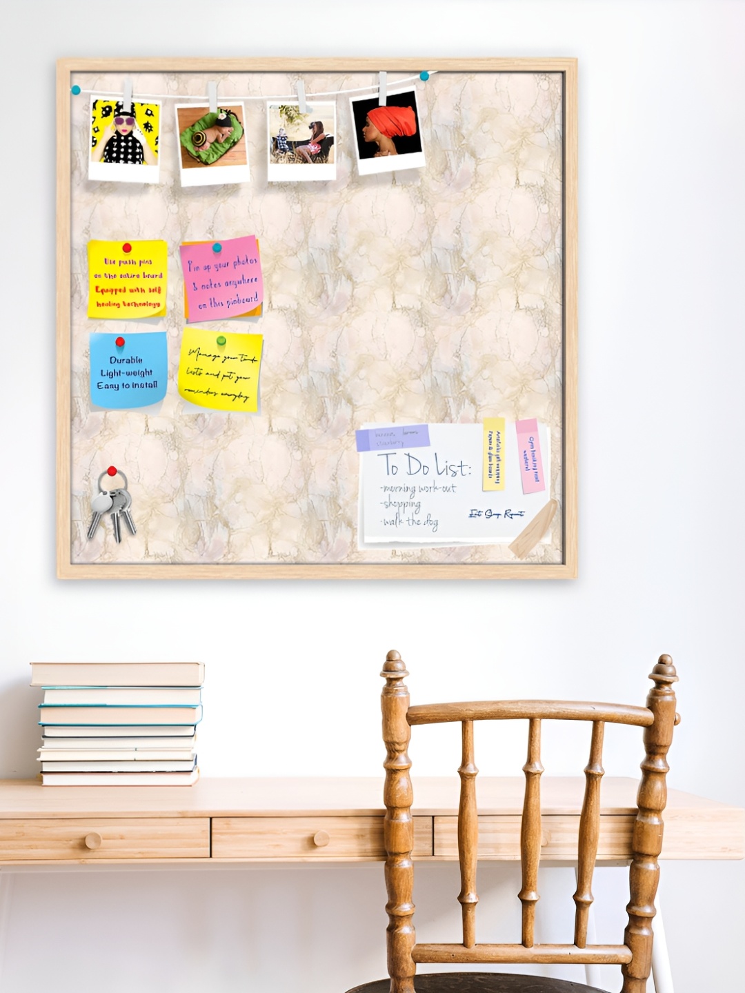 

ArtzFolio Beige Printed Wooden Bulletin Board With Sticky Notes