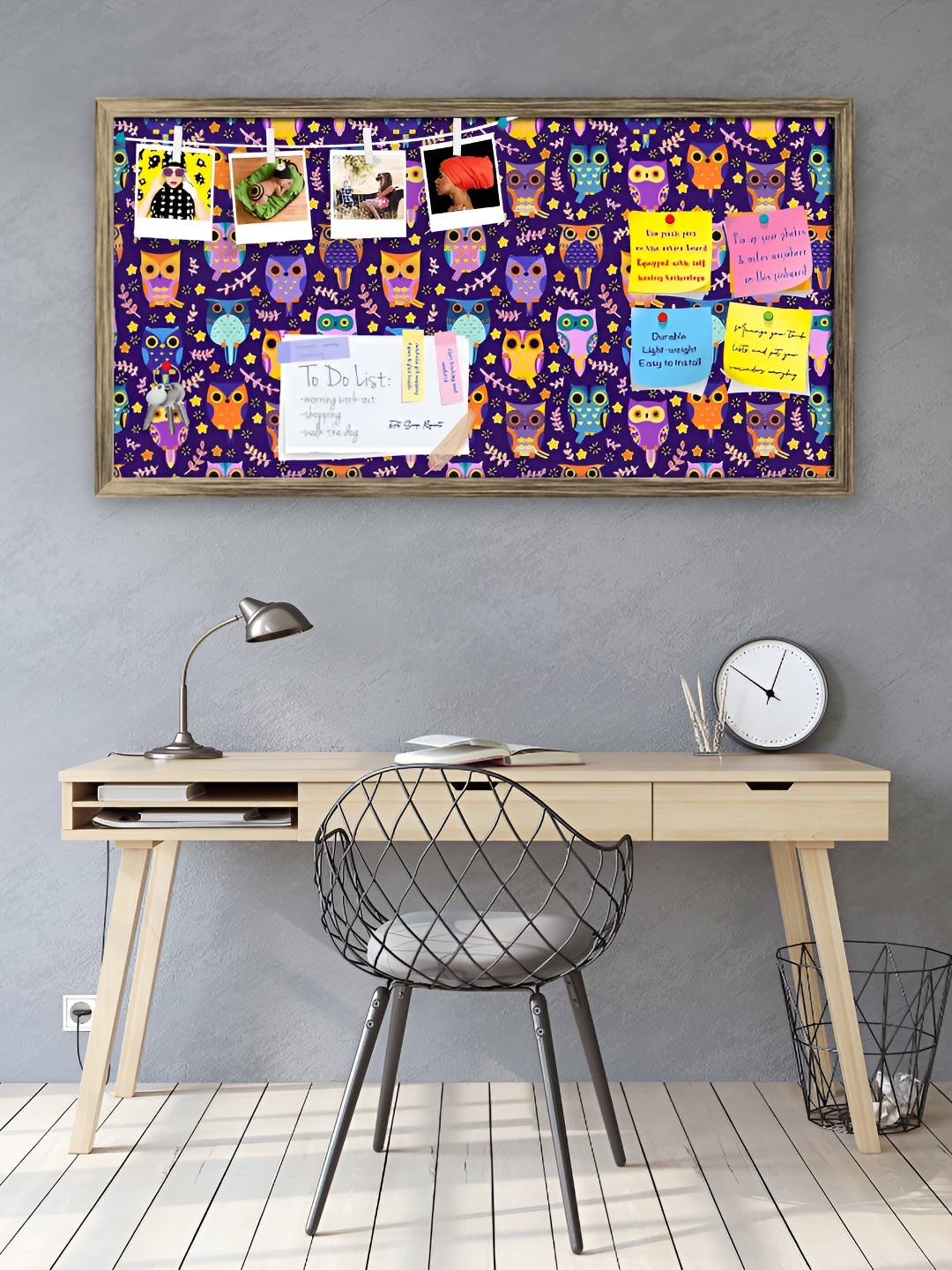 

ArtzFolio Brown Owls Printed Wooden Bulletin Board With Sticky Notes