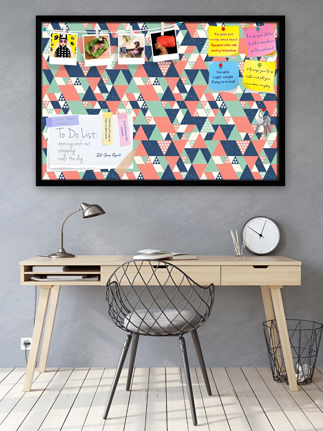 

ArtzFolio Green & Blue Printed Wooden Bulletin Board With Sticky Note Wall Hanging Decor