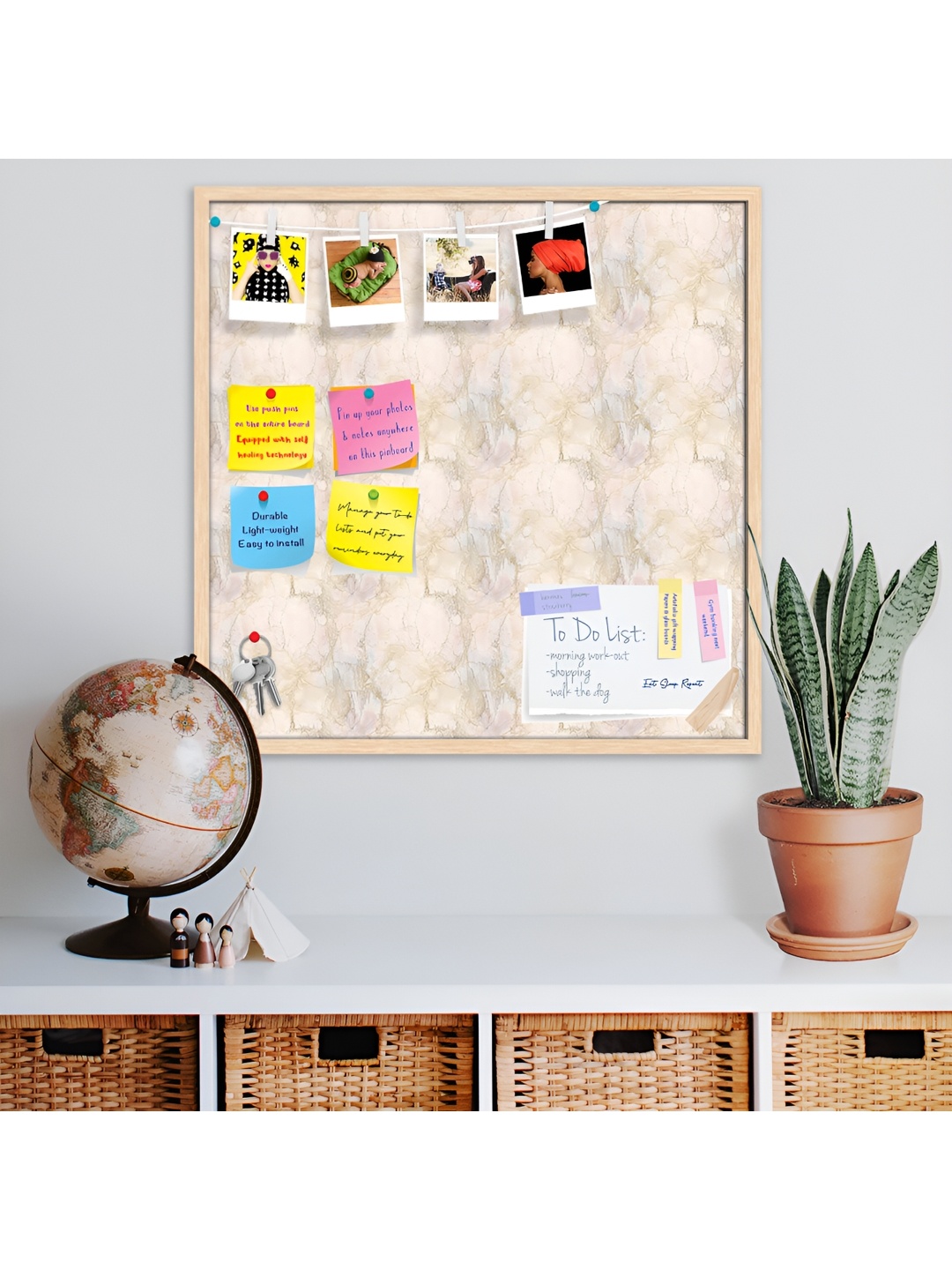 

ArtzFolio Beige Printed Wooden Bulletin Board With Sticky Notes