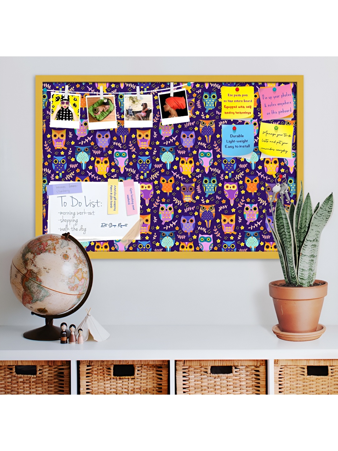 

ArtzFolio Purple Owl Printed Wooden Bulletin Board With Sticky Notes