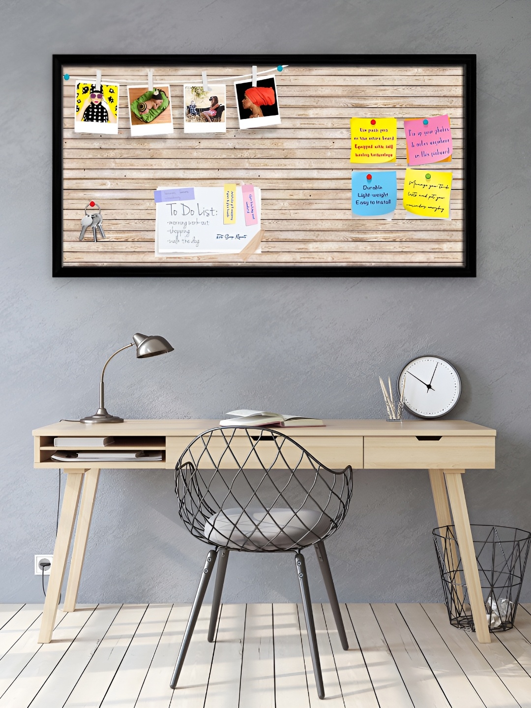 

ArtzFolio Black Natural Printed Wooden Bulletin Board With Sticky Note Wall Hanging Decor