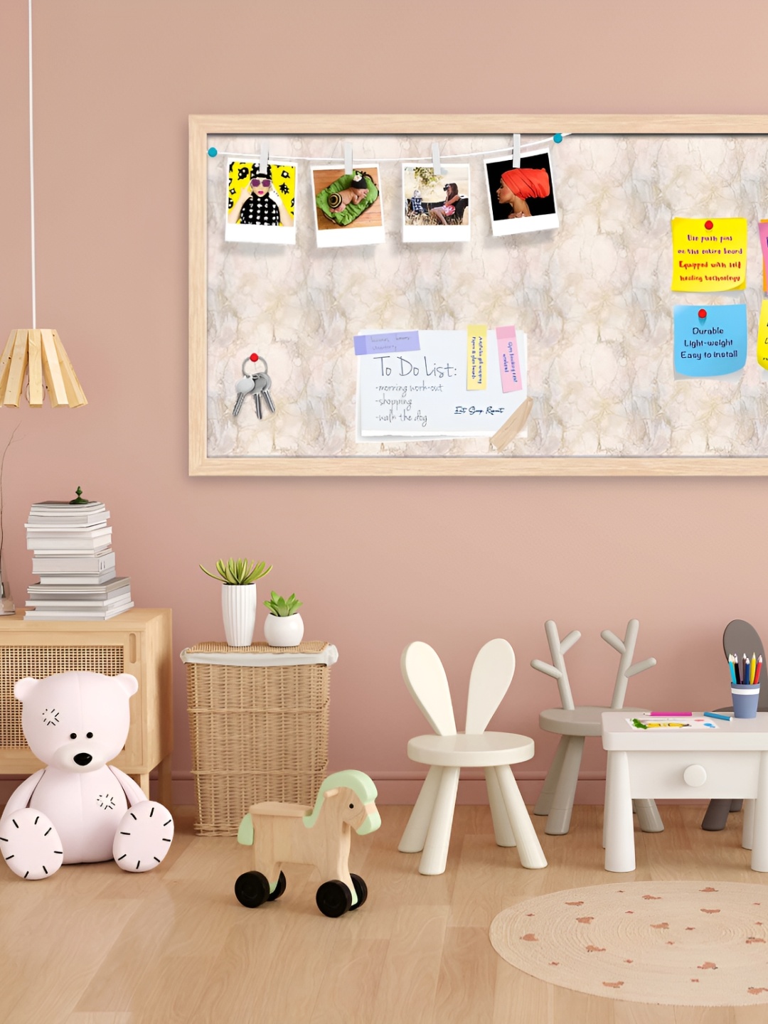 

ArtzFolio Pink & Peach Printed Wooden Bulletin Board With Sticky Notes