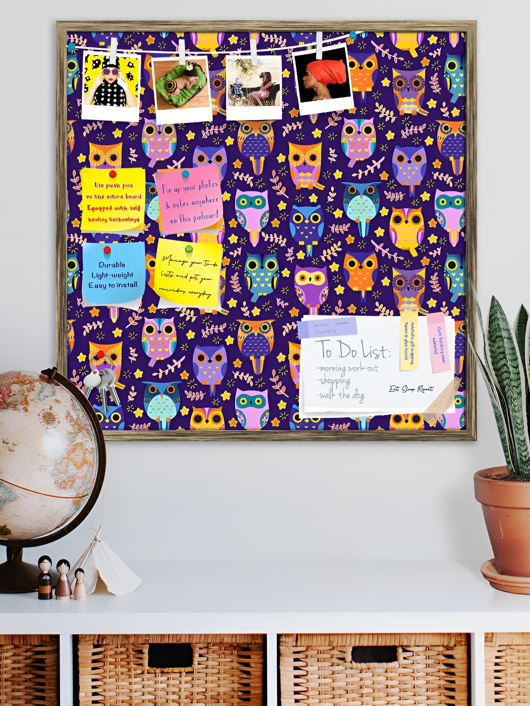 

ArtzFolio Brown Owl Printed Wooden Bulletin Board With Sticky Notes
