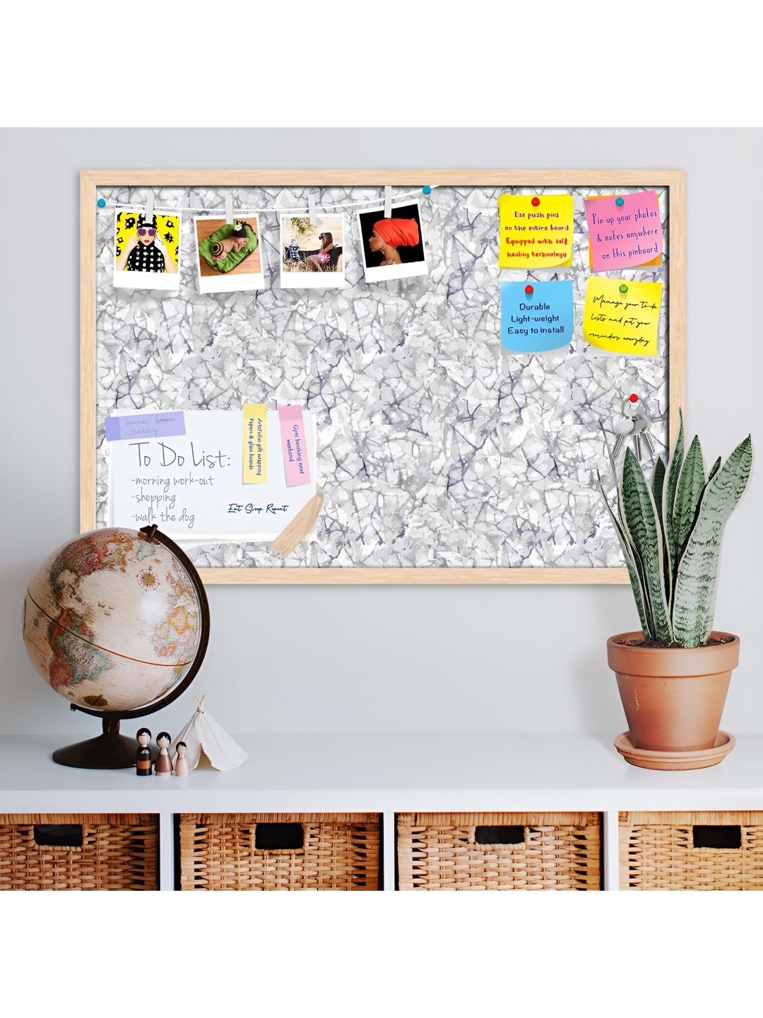 

ArtzFolio Camel Brown Bright Monochrome Printed Wooden Bulletin Board With Sticky Notes