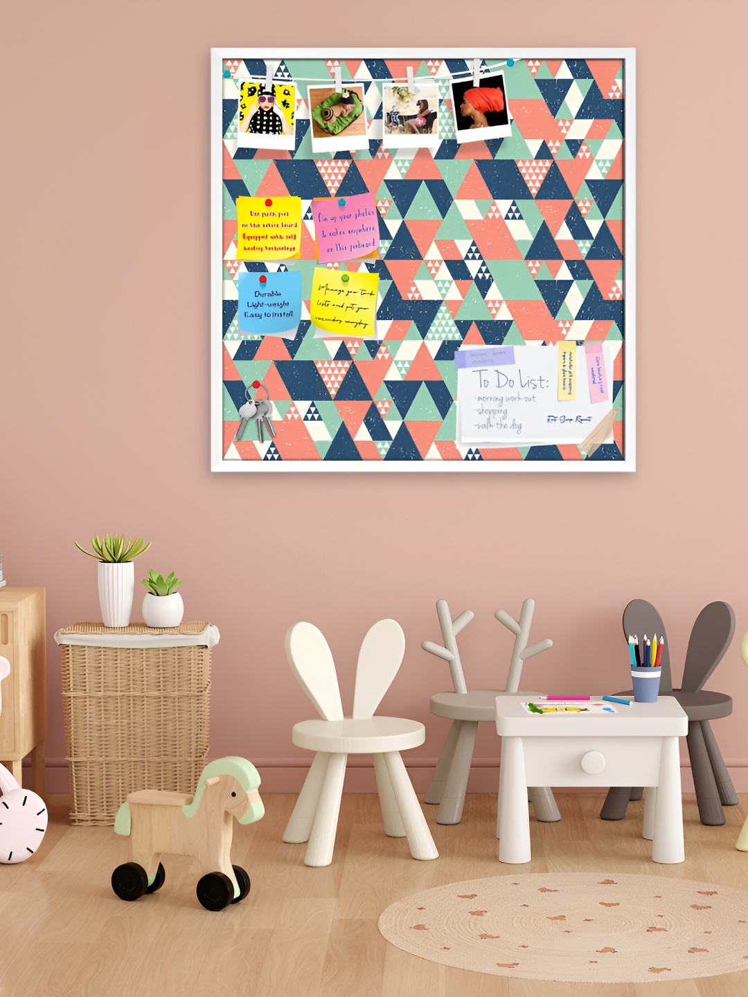 

ArtzFolio White & Green Printed Wooden Bulletin Board With Sticky Notes Wall Hanging Decor