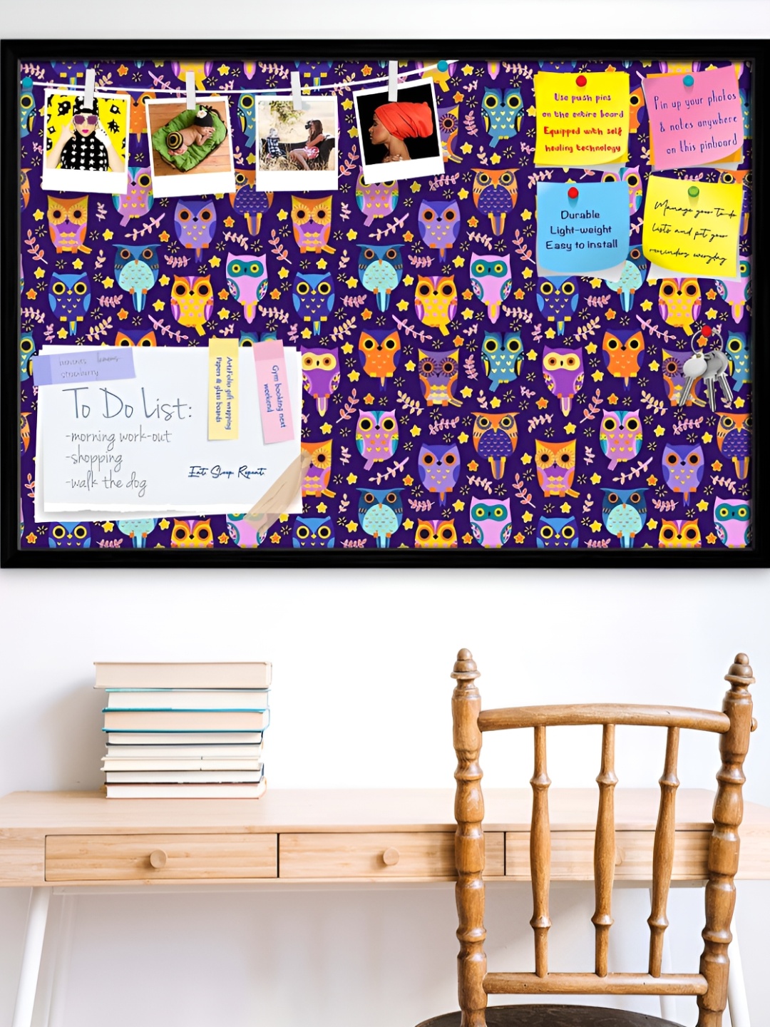 

ArtzFolio Black Printed Wooden Bulletin Board With Sticky Notes