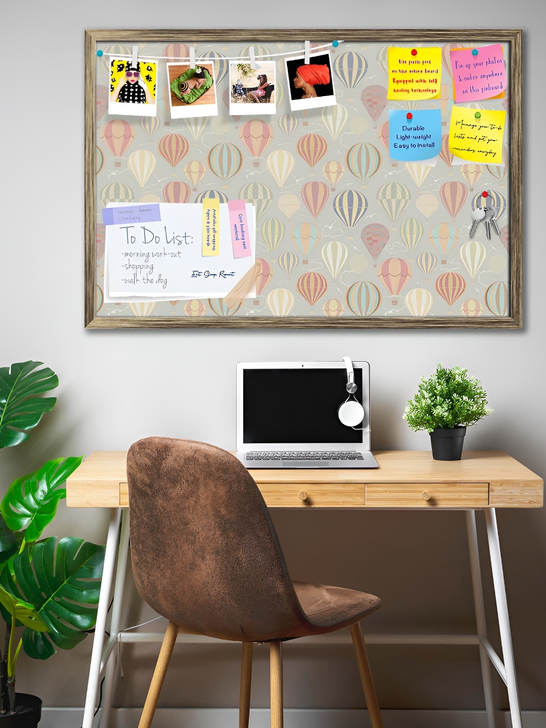 ArtzFolio Grey Printed Wooden Bulletin Board With Sticky Notes Wall Hanging Decor