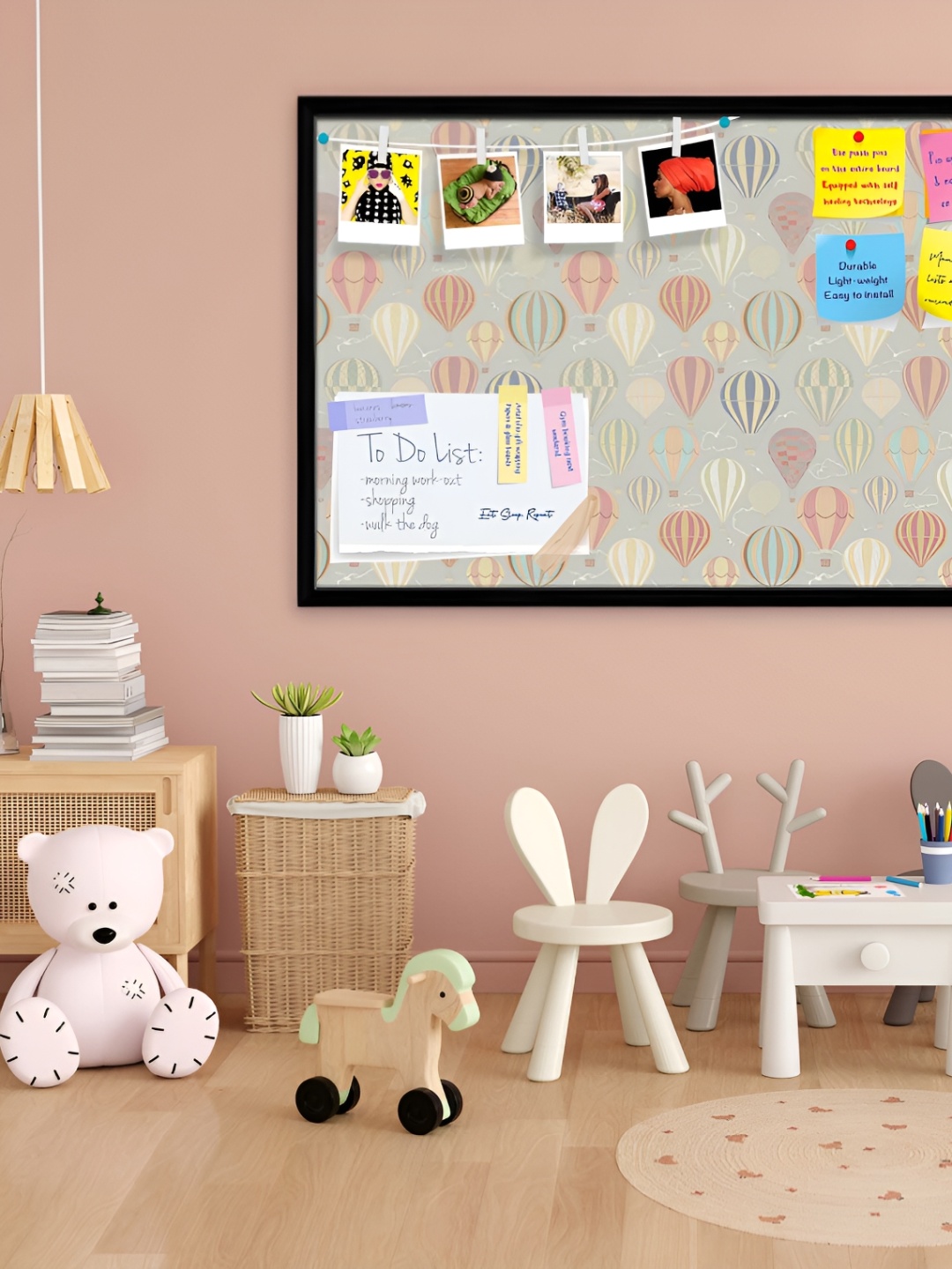 

ArtzFolio Black & Grey Air Balloons Printed Hanging Bulletin Board With Sticky Notes
