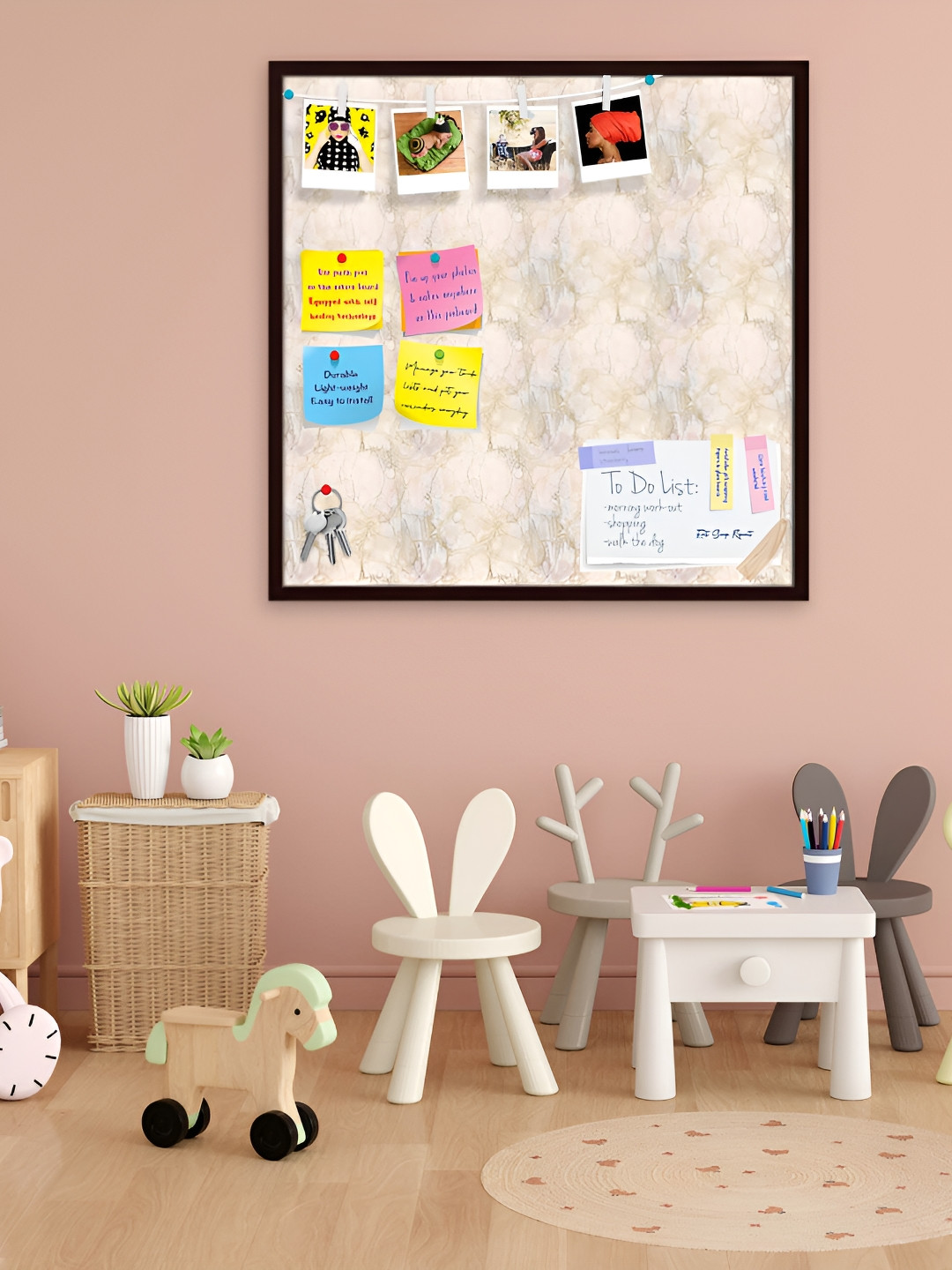 

ArtzFolio Brown & Pink Printed Hanging Bulletin Board
