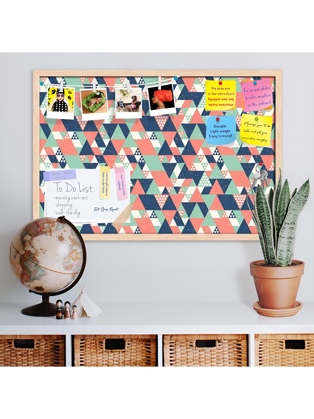 

ArtzFolio Brown & Blue Printed Hanging Bulletin Board With Sticky Notes Wall Hanging Decor