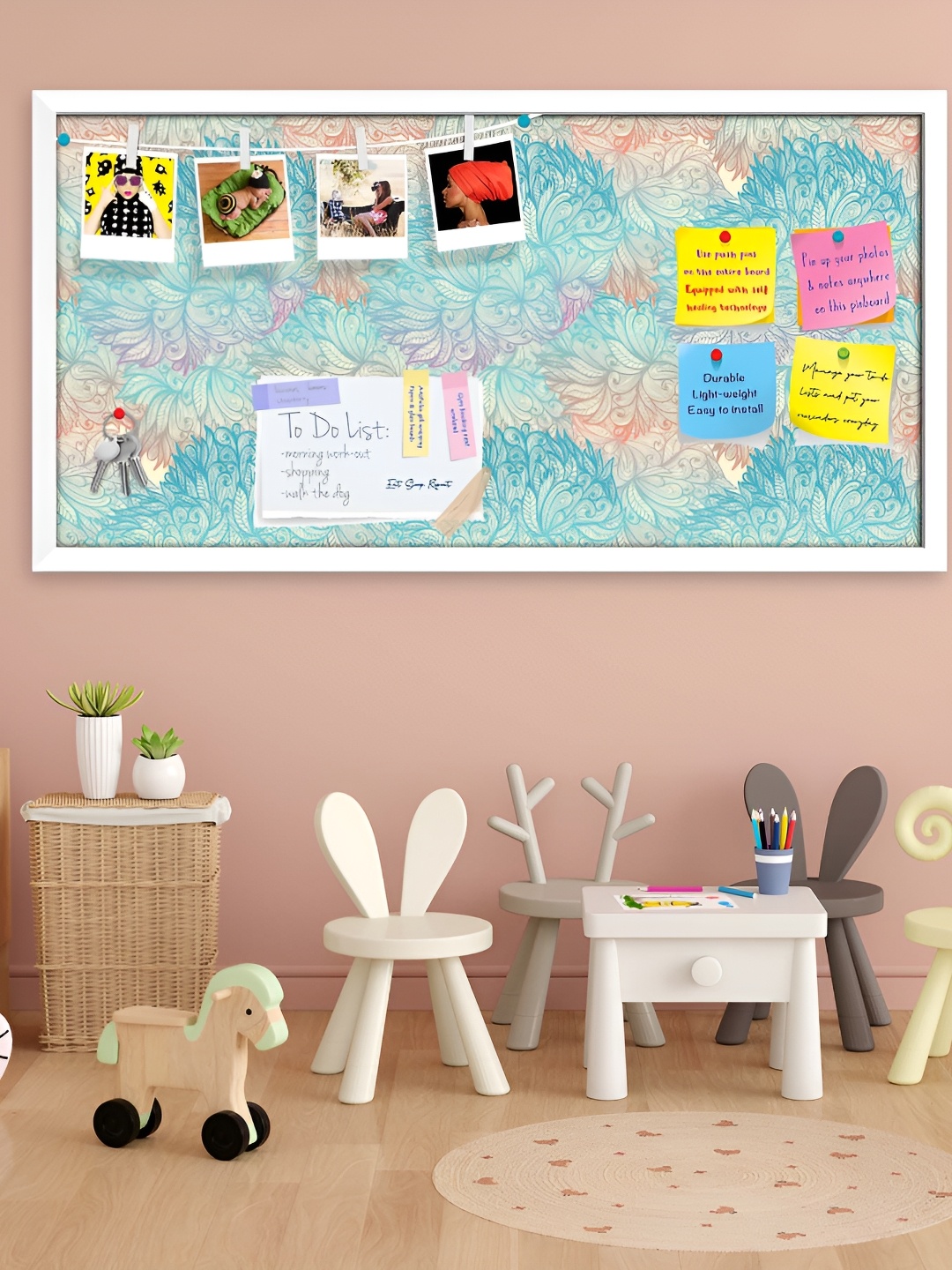 

ArtzFolio Blue & White Vintage Cloudy Printed Wooden Bulletin Board