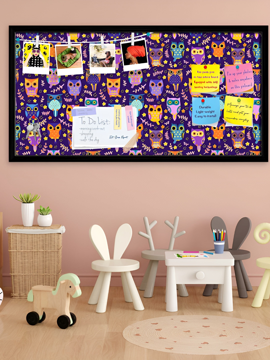 

ArtzFolio Black & Blue Owls Printed Hanging Bulletin Board