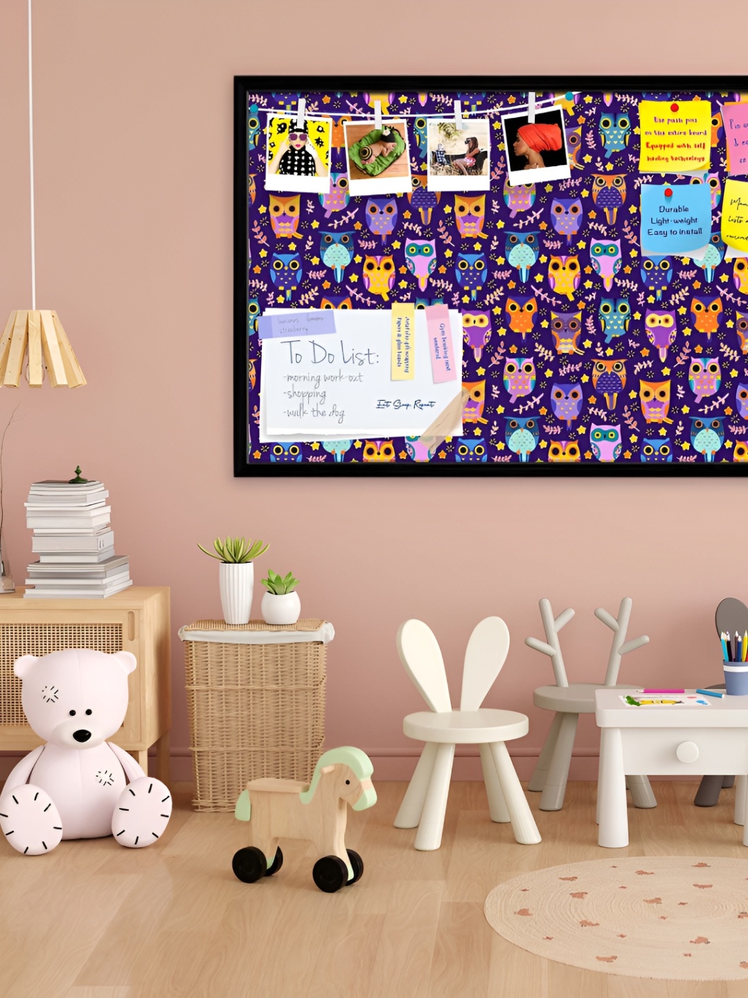

ArtzFolio Black & Blue Owls Printed Hanging Bulletin Board