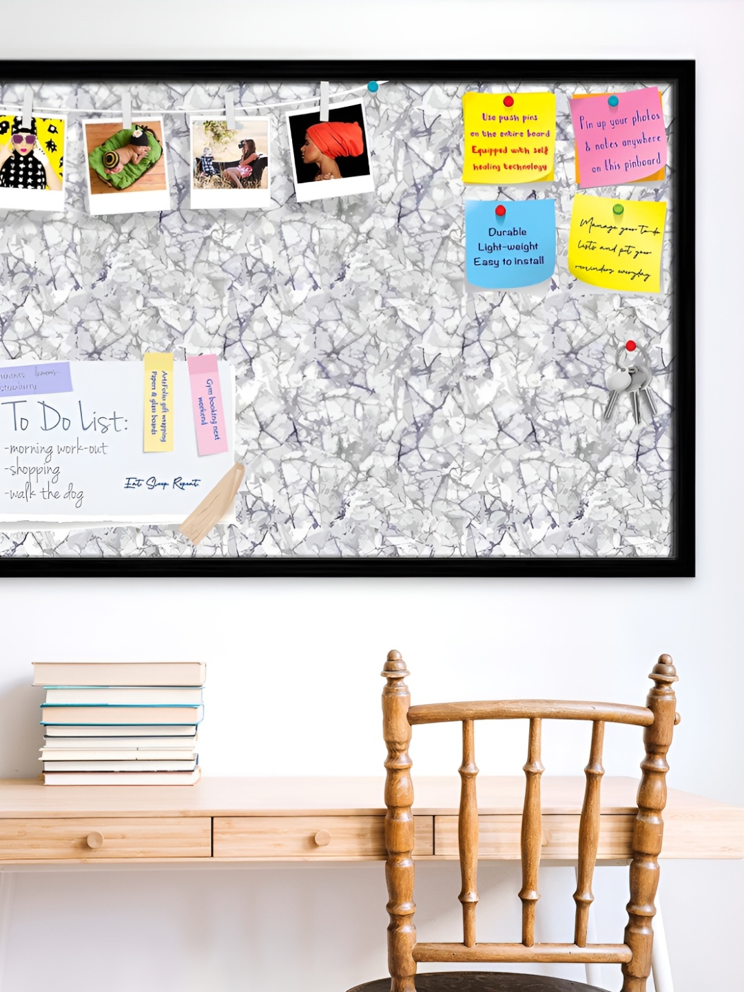 

ArtzFolio Grey & Black Bright Monochrome Printed Wooden Bulletin Board