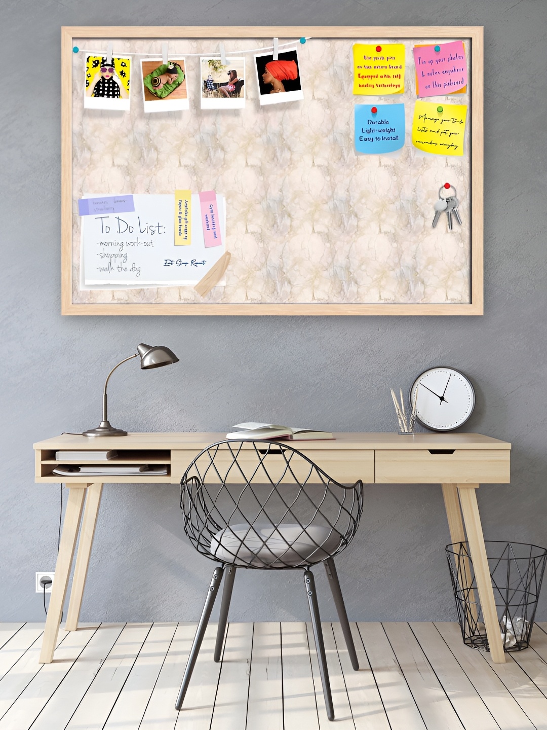 

ArtzFolio Camel Brown Printed Wooden Bulletin Board With Sticky Notes