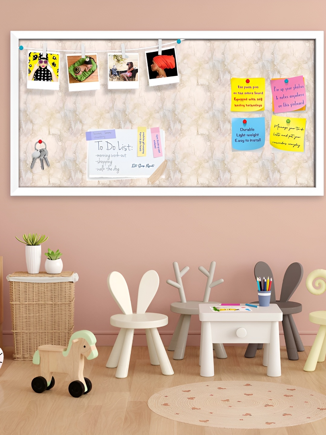 ArtzFolio Abstract Printed Wooden Bulletin Board With Sticky Notes, White