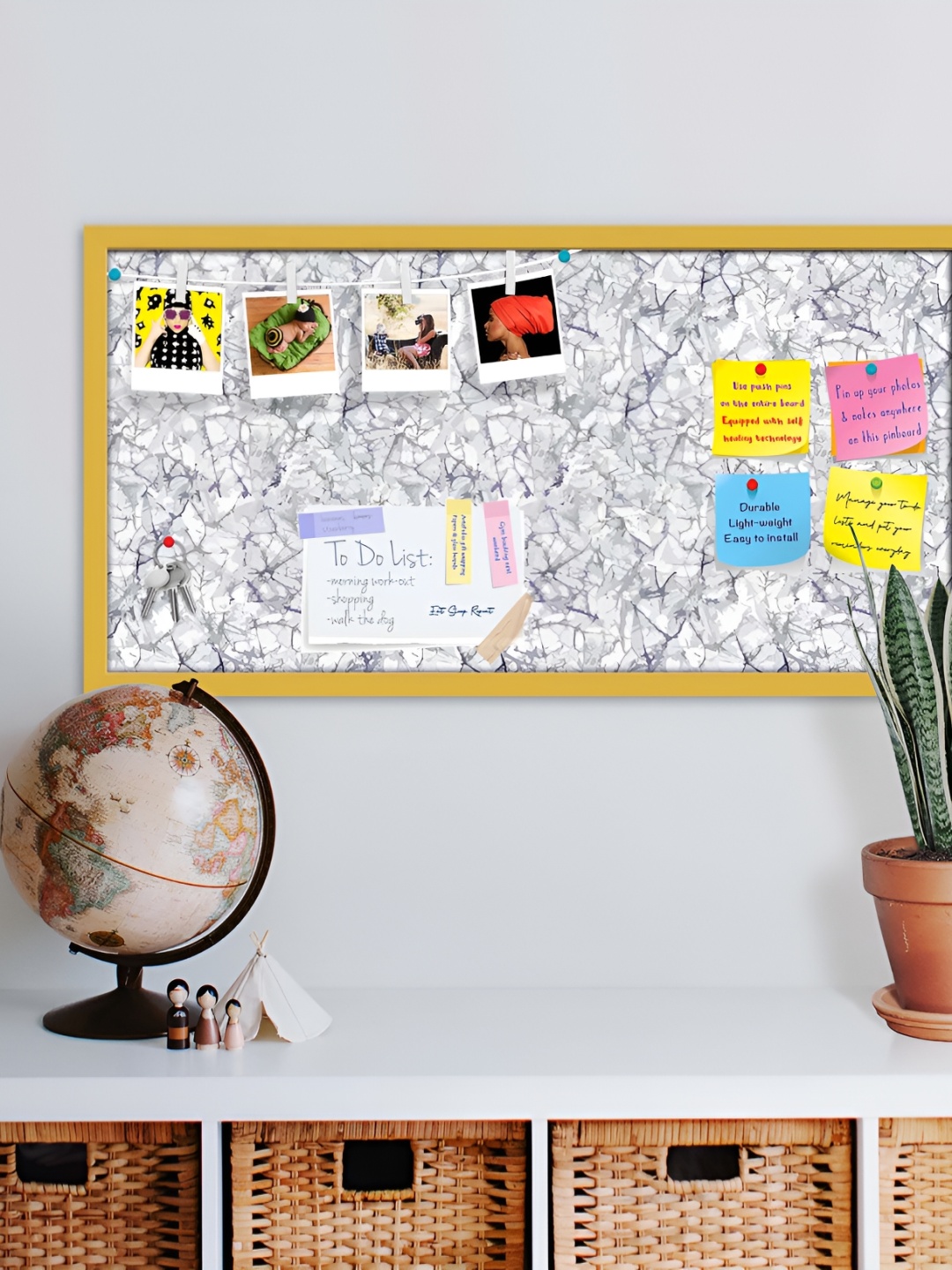 

ArtzFolio Printed Wooden Bulletin Board With Sticky Notes, Gold