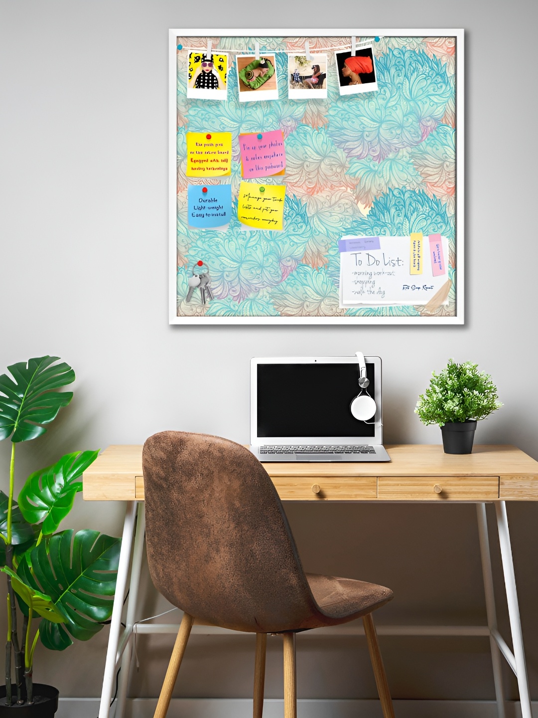 ArtzFolio White Printed Wooden Bulletin Board With Sticky Notes
