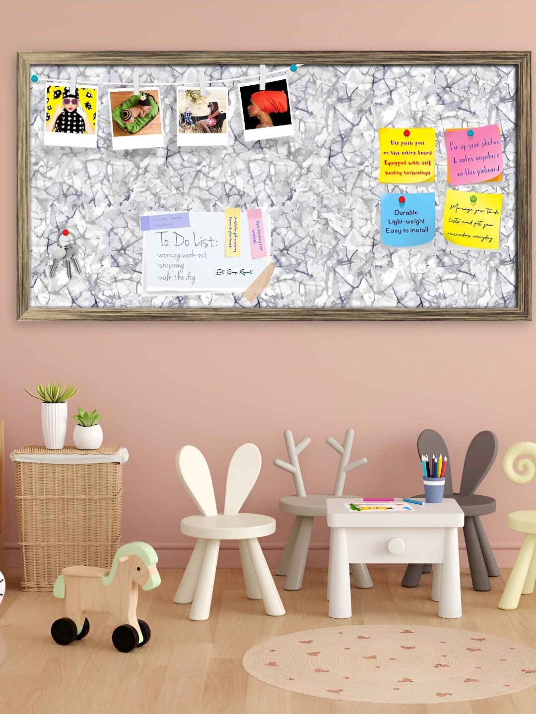 

ArtzFolio Abstract Monochrome Printed Hanging Bulletin Board With Sticky Notes, Copper