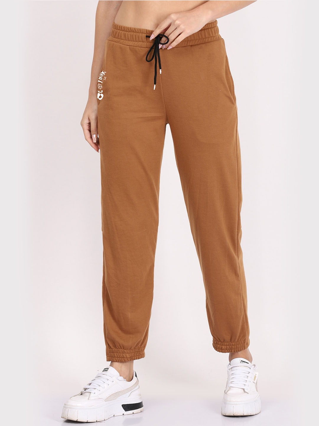 

BAESD Women Relaxed High-Rise Non Iron Organic Cotton Joggers, Brown