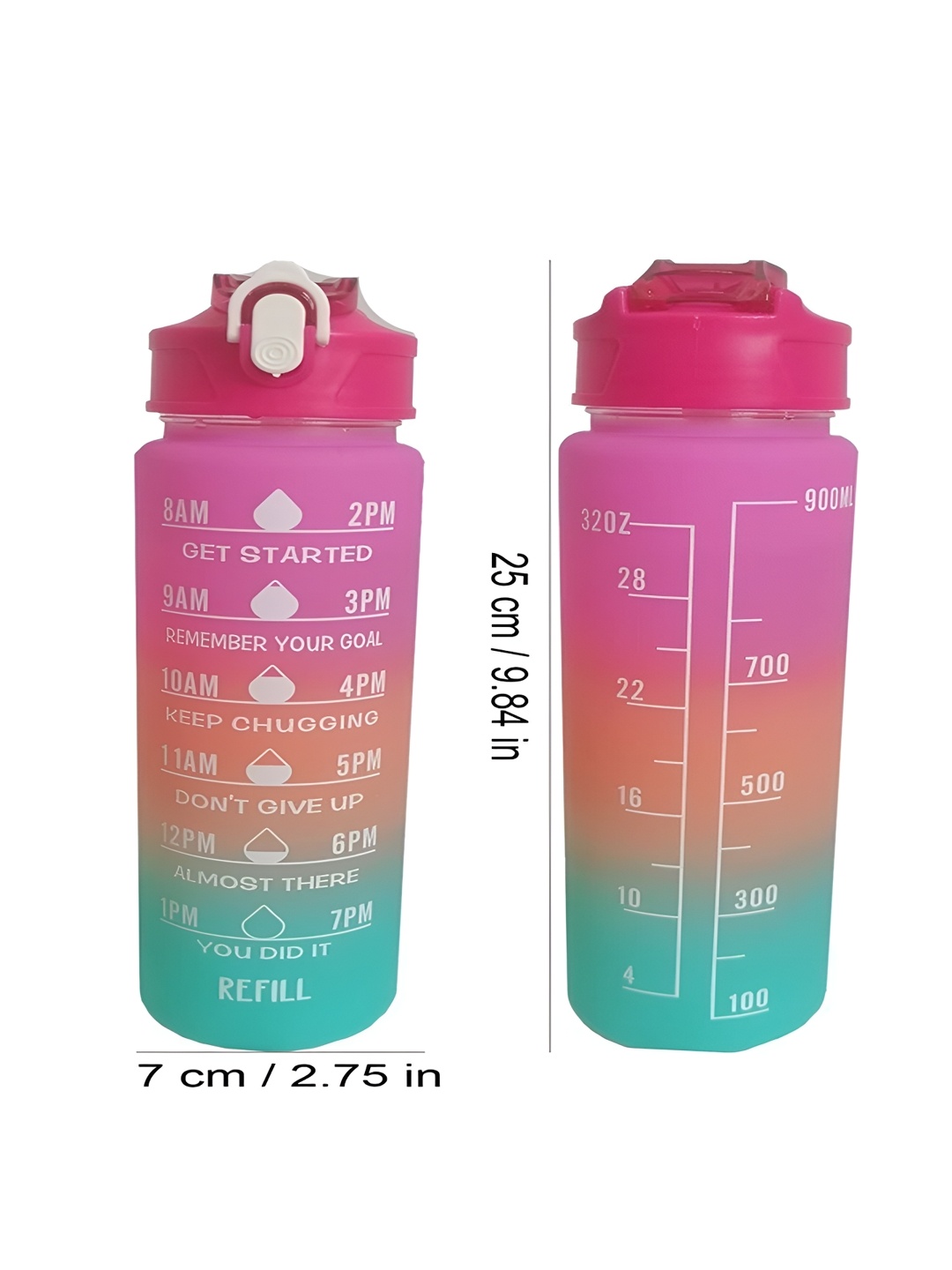 

WELOUR Pink & Orange 2 Pieces Printed Water Bottles 900 ml Each
