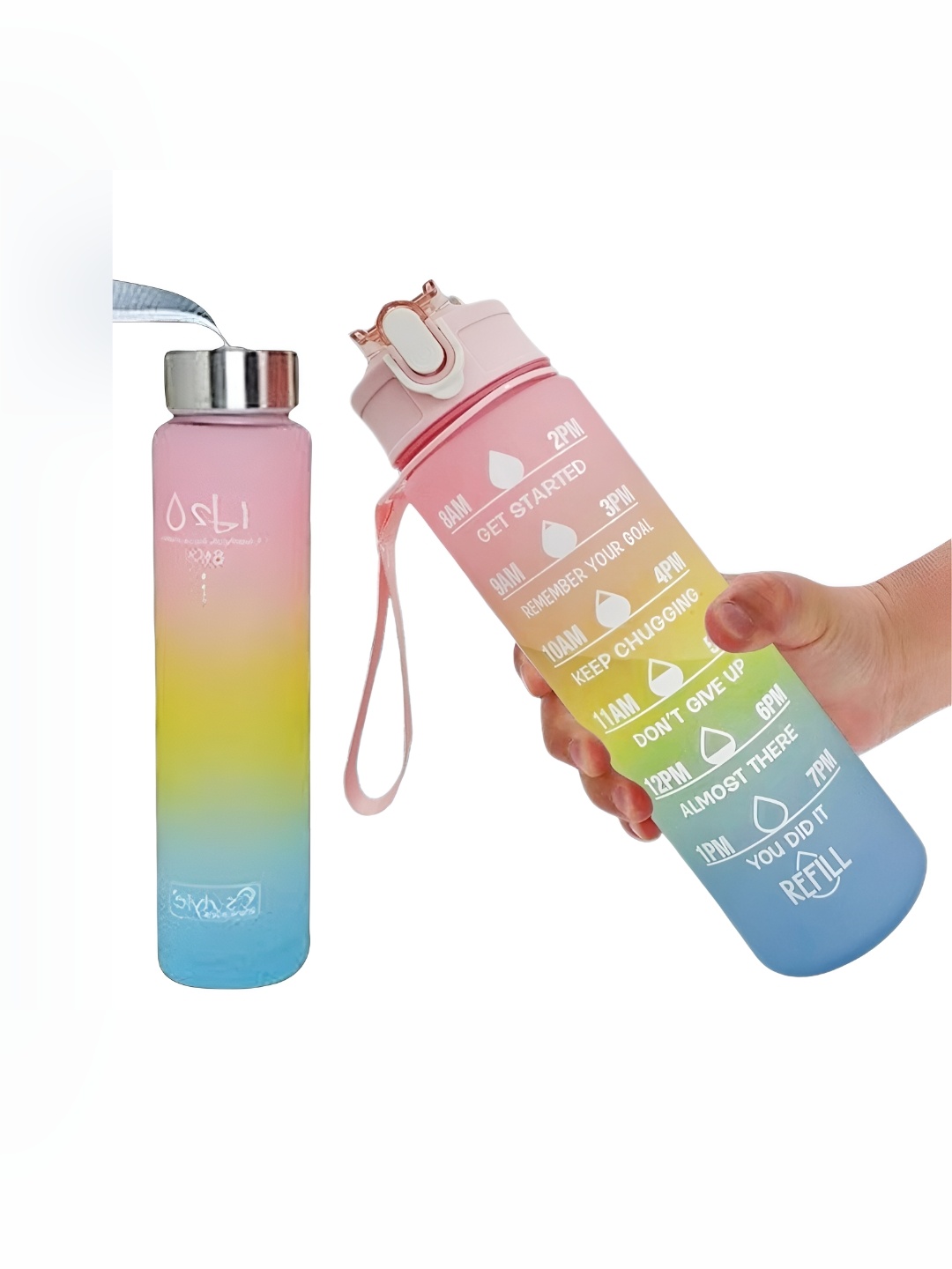 

WELOUR Pink & Blue 2 Pieces Printed Water Bottles 900 ml Each