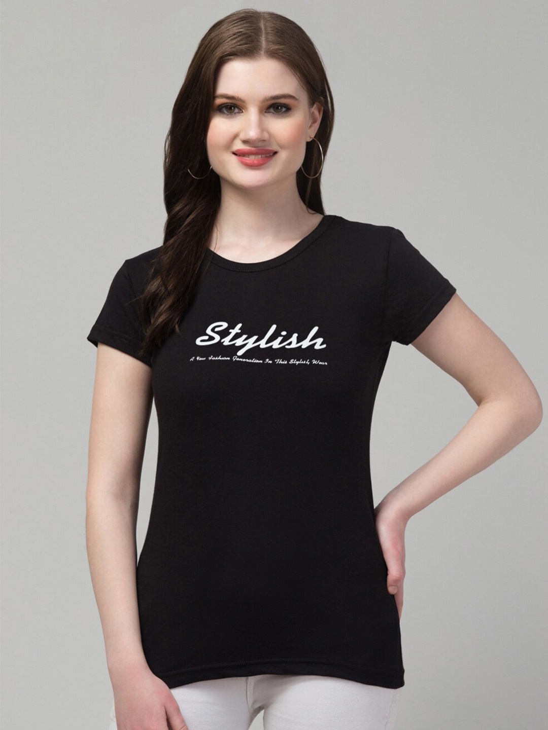 

Trend Level Typography Printed Pure Cotton T-shirt, Black