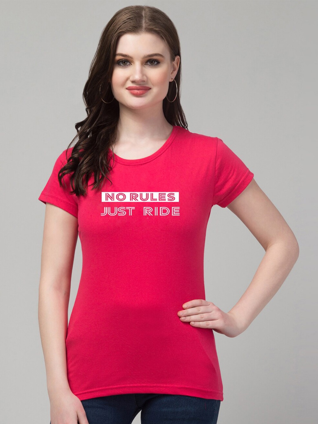 

Trend Level Typography Printed Pure Cotton T-shirt, Pink