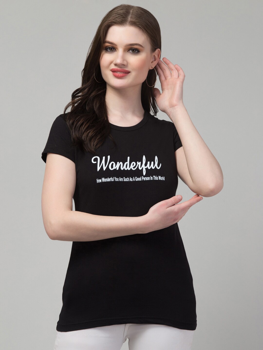

Trend Level Typography Printed Pure Cotton T-shirt, Black