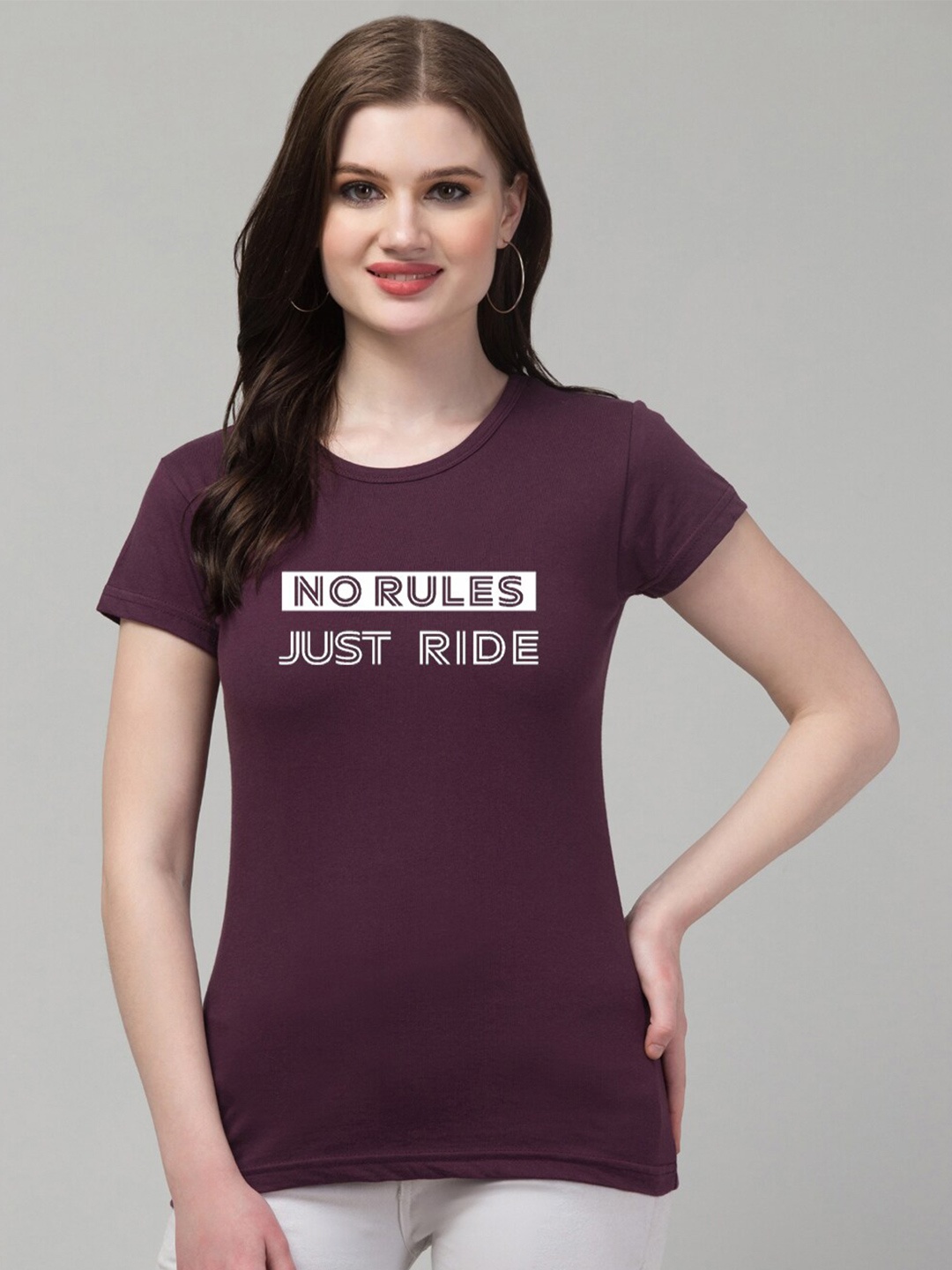 

Trend Level Typography Printed Pure Cotton T-shirt, Burgundy