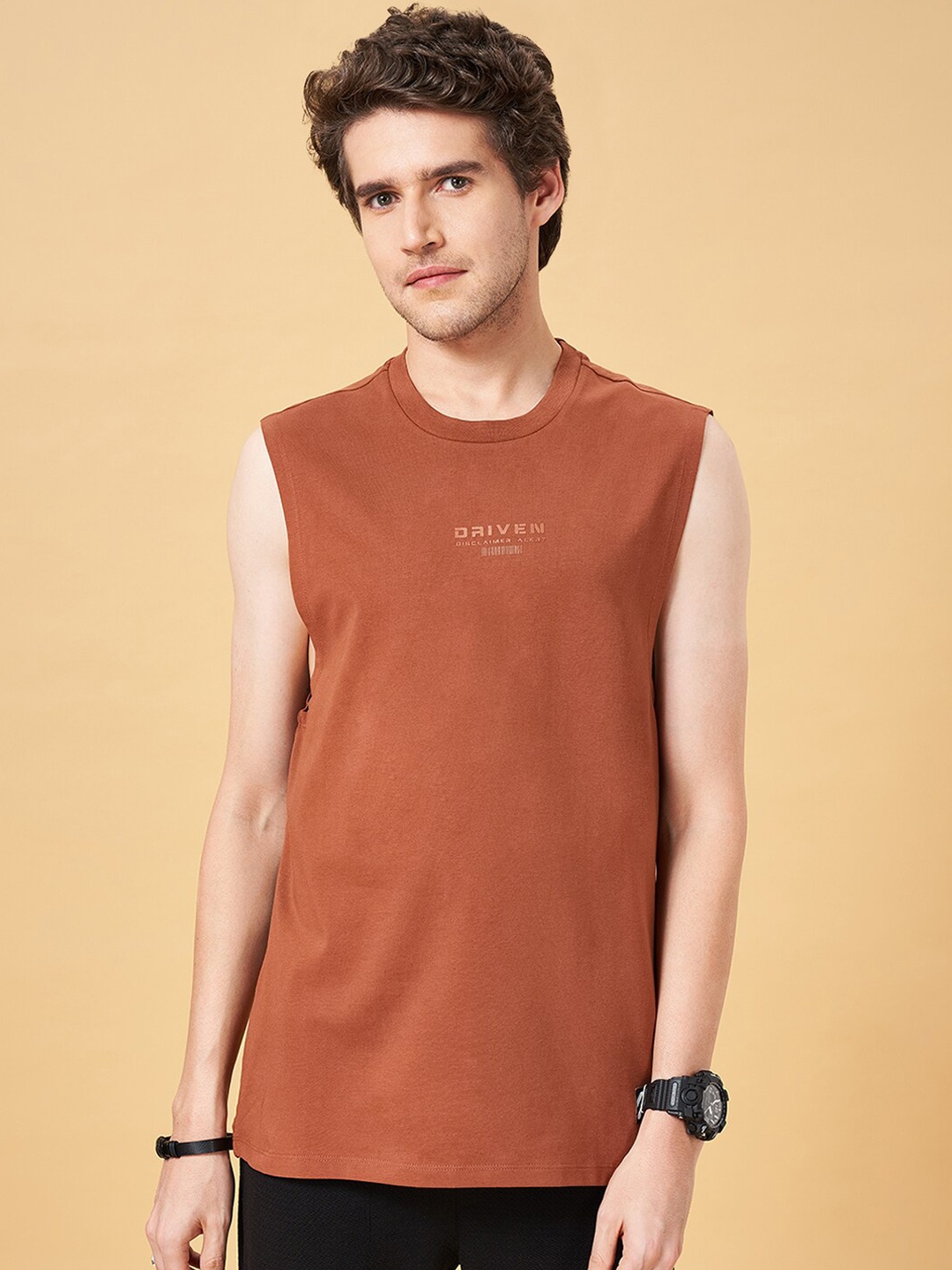

Street 808 by Pantaloons Sleeveless Gym Vest 8905807965144, Tan