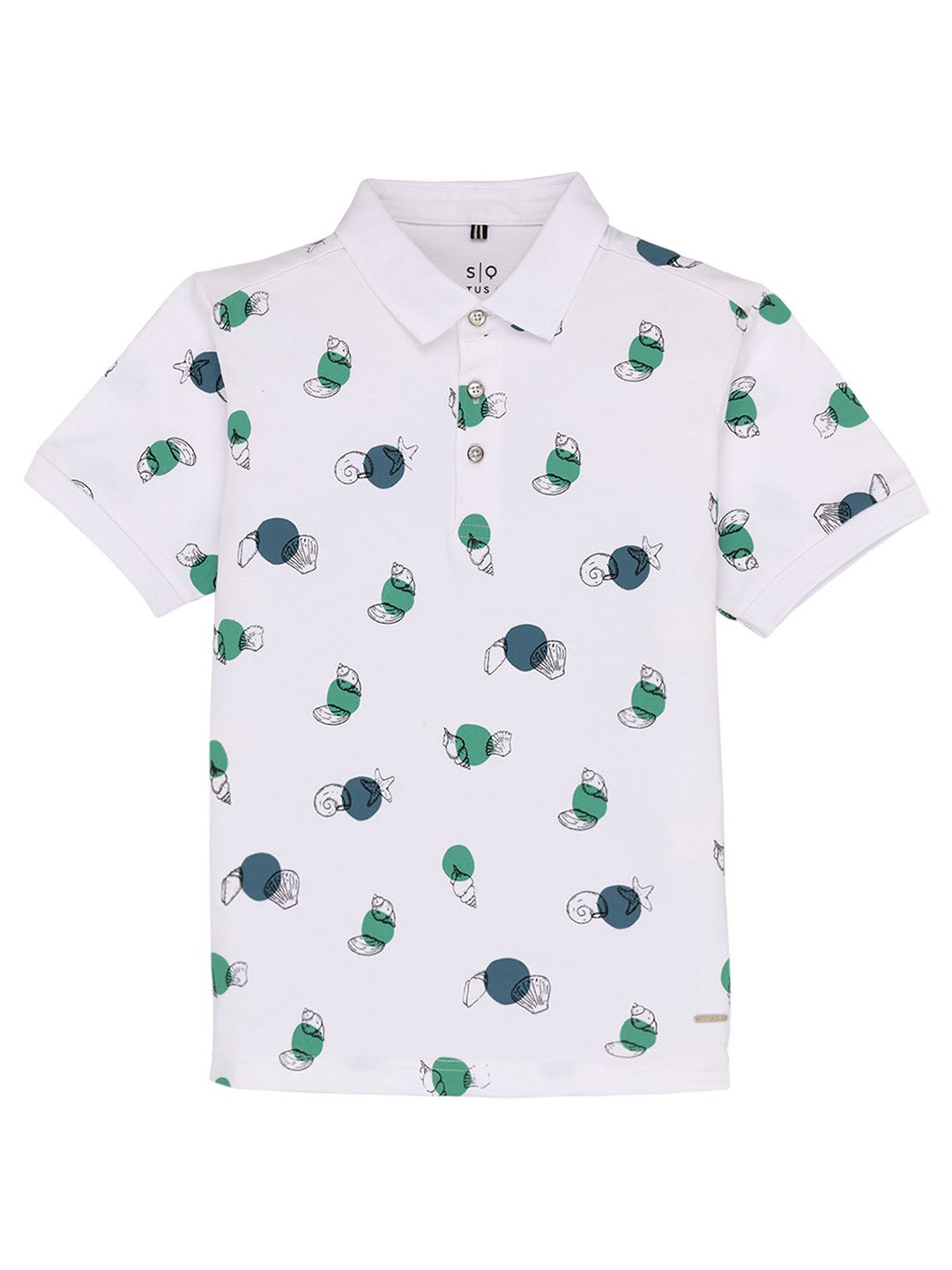 

Status Quo Kids Conversational Printed Polo Collar T-shirt, White