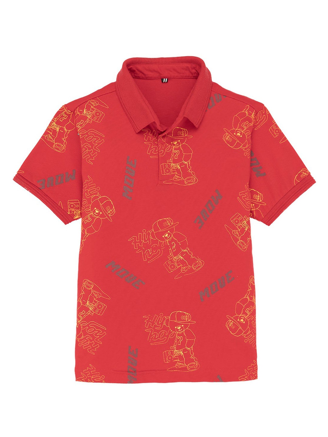 

Status Quo Kids Graphic Printed Polo Collar T-shirt, Red