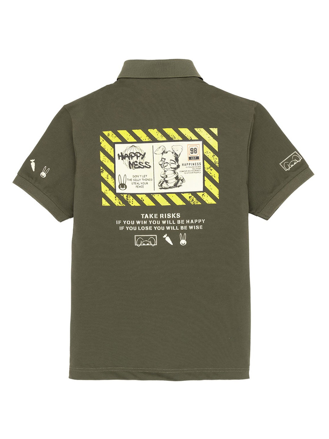 

Status Quo Boys Graphic Printed Polo Collar T-shirt, Olive