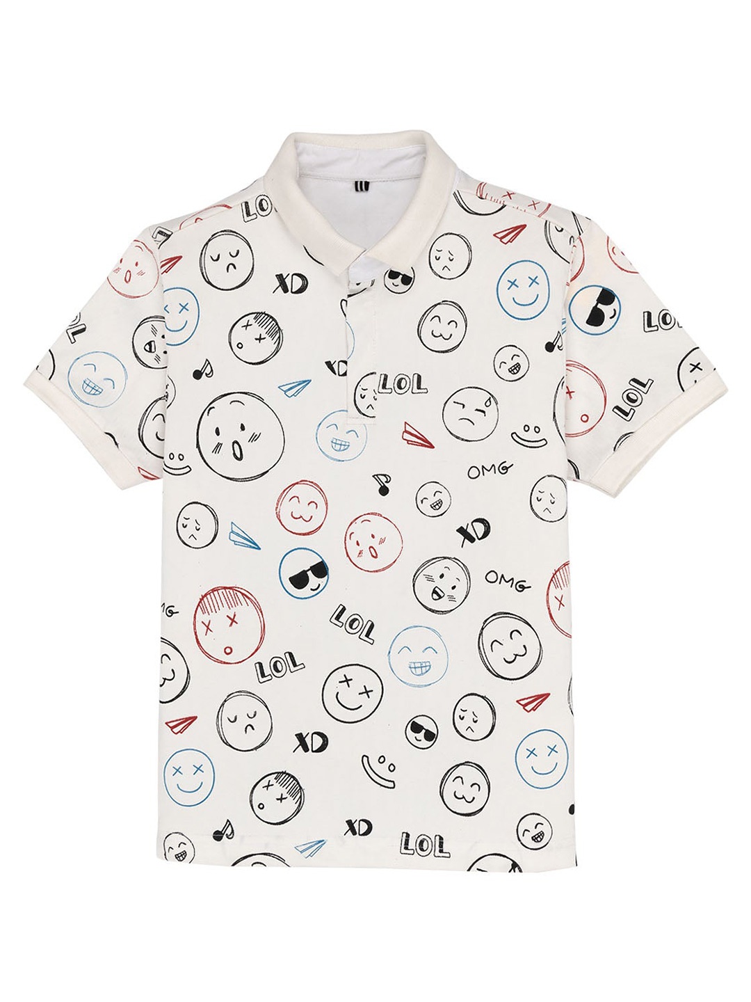 

Status Quo Kids Conversational Printed Polo Collar T-shirt, Off white