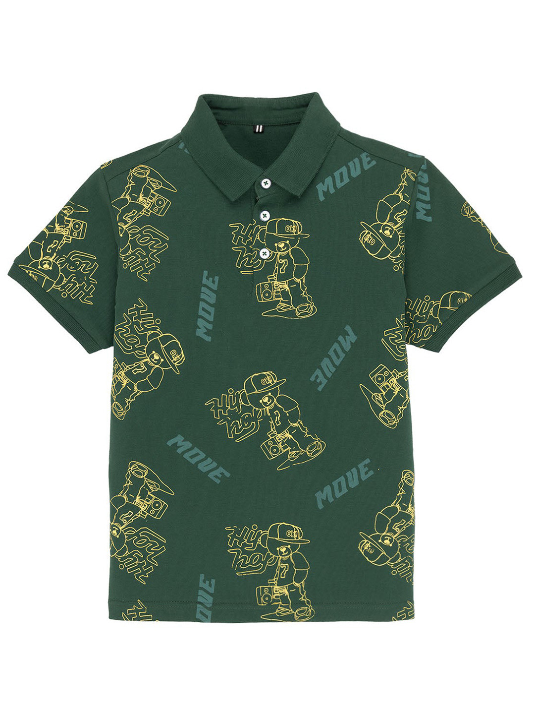 

Status Quo Kids Graphic Printed Polo Collar T-shirt, Green