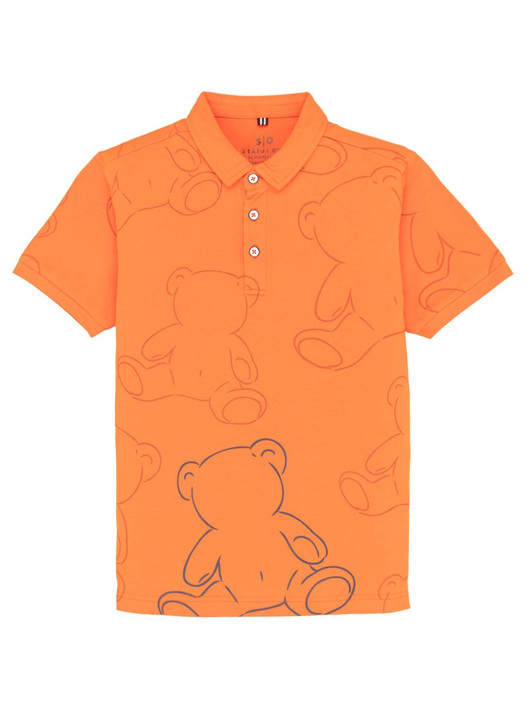 

Status Quo Boys Graphic Printed Polo Collar Cotton T-shirt, Orange