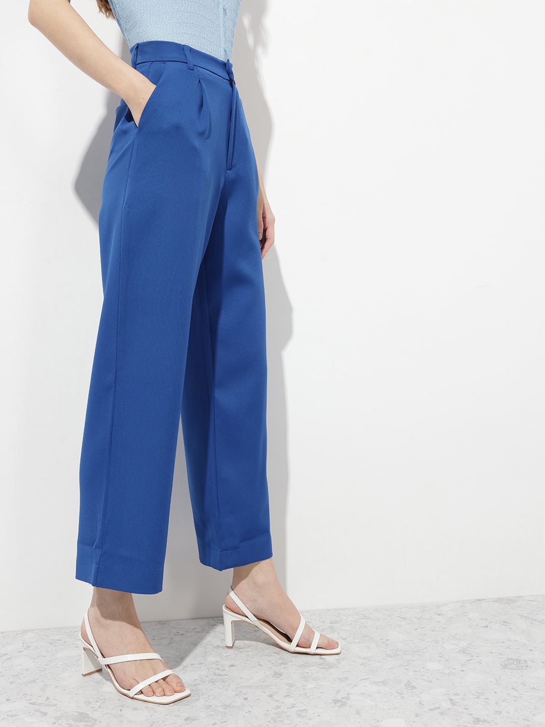 

DressBerry Women Old Money Vibe High Waist Retro Wide Trousers, Blue